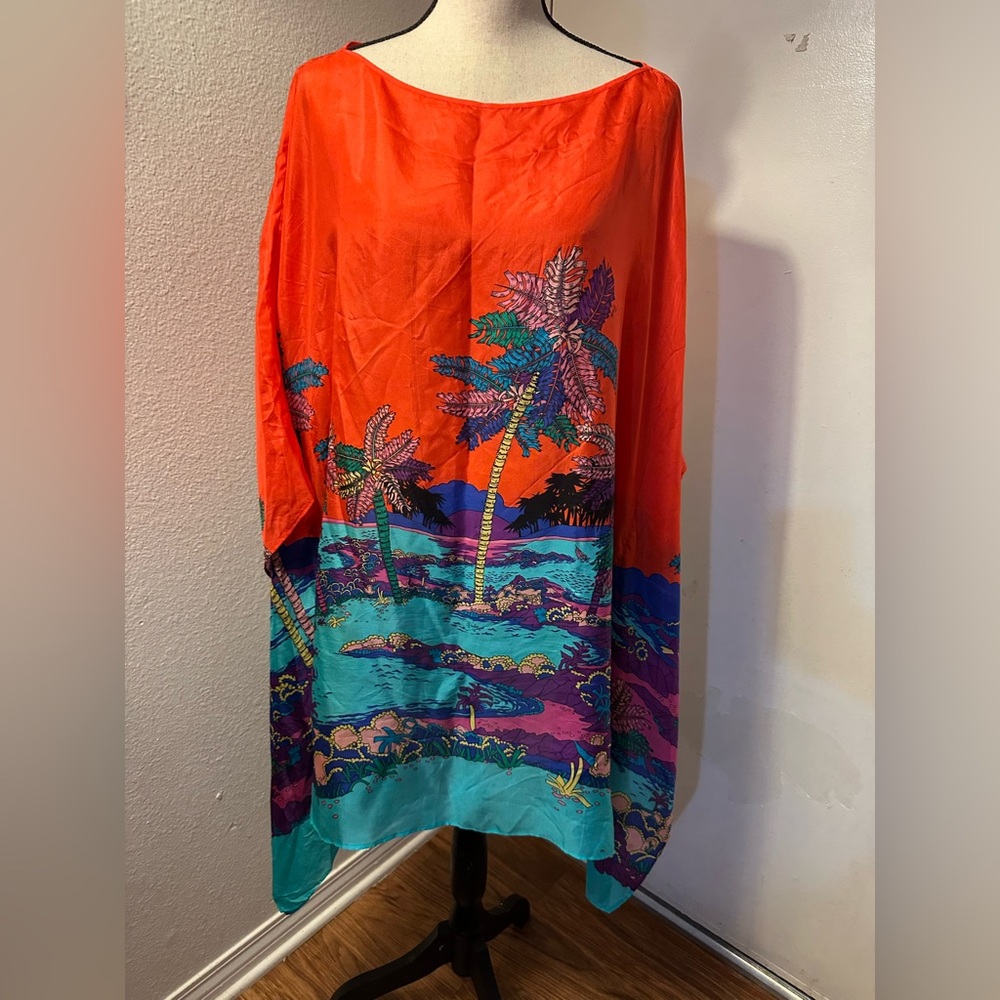 Emilio Pucci Vibrant Orange and Blue Swim Cover-Up